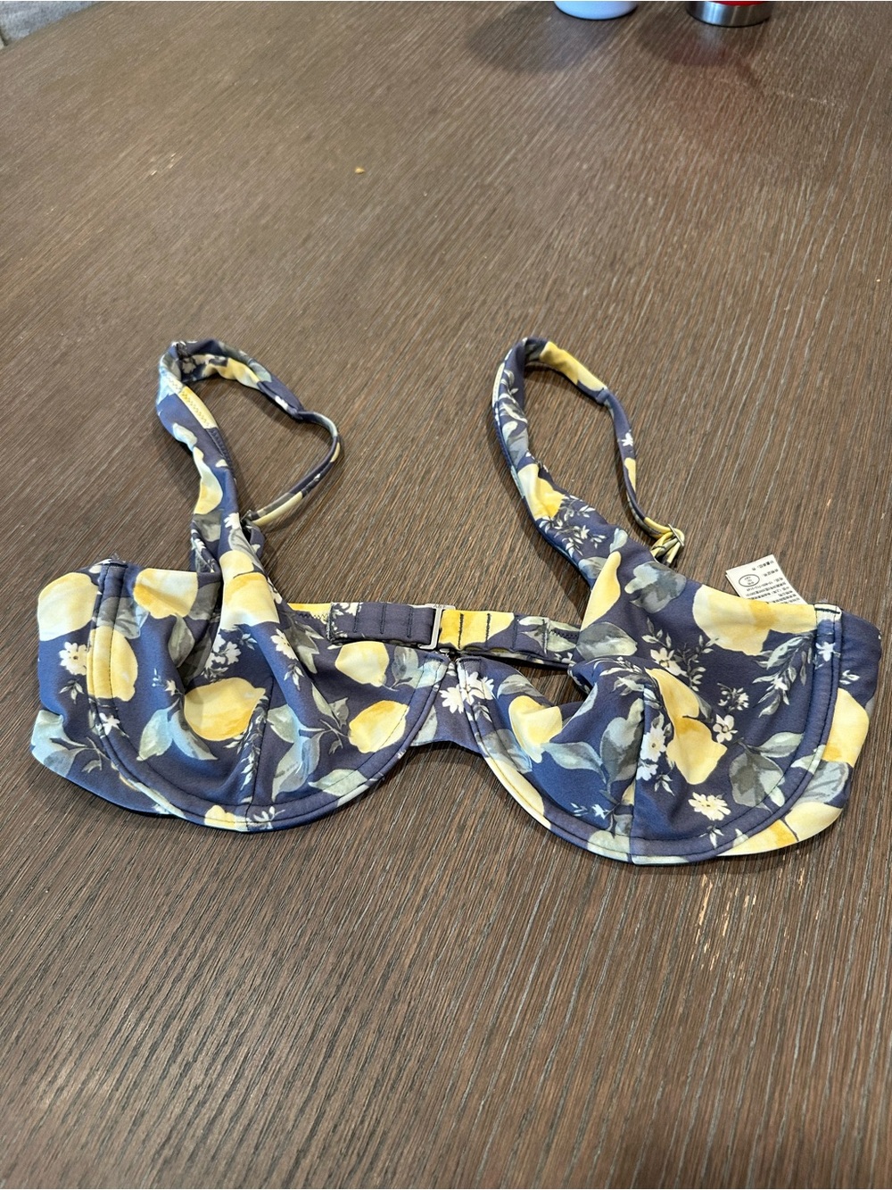Abercrombie & Fitch Navy and Yellow Lemon Print Bikini top only